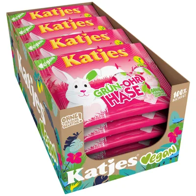 Produktbild von Katjes Grün Ohr Hase 16 x 175g - im praktischen Thekendisplay