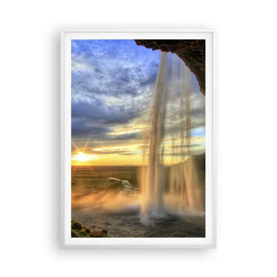 Produktbild von Gerahmtes Poster - Weißer Rahmen - Wasserfall Natur Park Sonne - 70x100 cm - Wand Bild - Wanddeko - Wandbilder - Wandposter - Bilderrahmen - Bilder - Kunstdruck - Wandbild - P2WPA70x100-2716