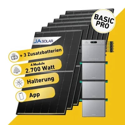 Produktbild von Balkonstrom Balkonkraftwerk 2700W Solaranlage mit Speicher | 3xZusatzspeicher |Biberschwanzdachhalterung| 2xSolarmodul | Zendure SolarFlow 2400 Pro