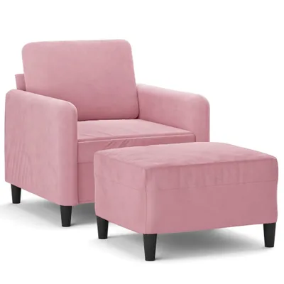 Image de Fauteuil avec repose-pied Rose 60 cm Velours
