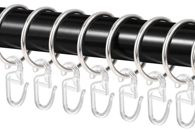 Produktbild von Metall Gardinenringe mit Kunststoffhaken - 40 Stück Set für Vorhänge und Duschvorhänge - 50 mm Innendurchmesser - Silber