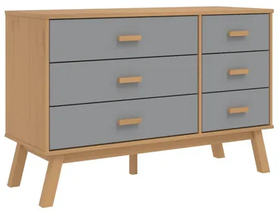 Obrázok produktu pre vidaXL Zásuvková skrinka OLDEN Sivá a hnedá farba masívneho borovicového dreva