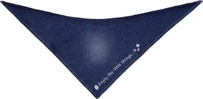 Produktbild von Kanz Schal Denim dreieckig mit Blumenprint und 'Enjoy the little things' Aufschrift
