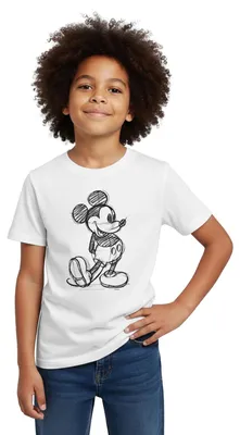 Produktbild von Mickey & Minnie Zeichnung Kinder T-Shirt, 98/104 (3-4 Jahre), Weiß