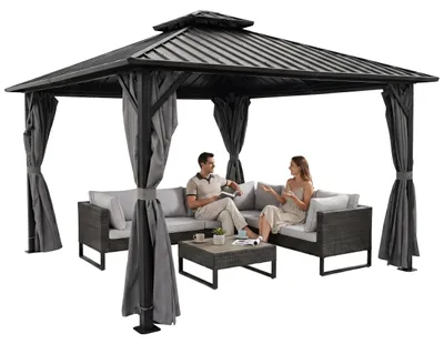 Zdjęcie produktu dla Pawilon ogrodowy Borneo 3.65 x 3.65m Corciano Altana Wiata stalowy dach