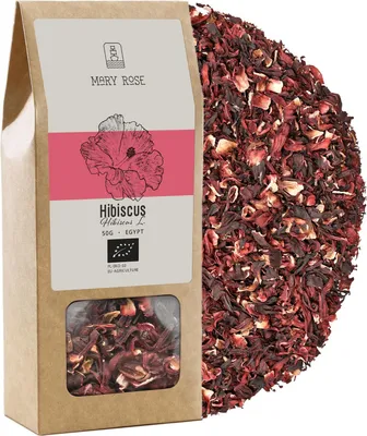 Produktbild von Mary Rose - Bio Hibiskus Blütenblätter 50g - Sudan-Malve - 100% Rein, Aus em Anbau - Säuerlich Erfrischend, Vielseitig Verwendbar