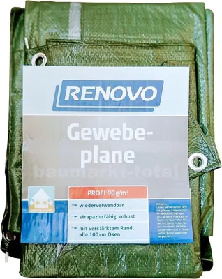 Produktbild von Renovo Gewebeplane 4x5 grün m. Ösen ca.90 g/m2
