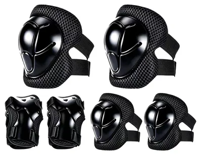 Obrázek produktu pro Ochranné vybavení 6 v 1, chrániče kolen, loktů a zápěstí, velikost M, pro inline bruslení, barva černá