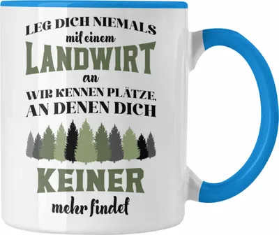 Produktbild von Trendation - Landwirt Spruch Geschenk Tasse Landwirtschaft Geschenke für Männer Traktor Spruch Kaffeetasse Superheld (Blau)