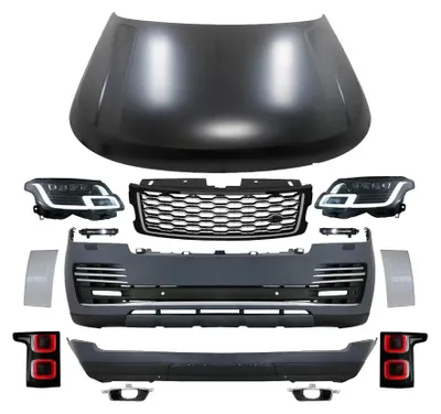 Zdjęcie produktu dla Kompletny zestaw karoserii do SUV-a Rover IV Vogue L405 z lat 2013–2017, dostosowujący go do modelu z 2018 roku.
