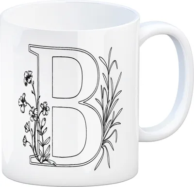 Produktbild von Floral Buchstabe B Kaffeebecher zum Ausmalen für Kunstliebhaber
