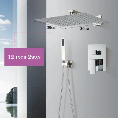 Produktbild von Unterputz Duschset - Regendusche mit Wannenauslauf - 2-Wege Umsteller - 30 cm Duschkopf - Einhebelmischer Warm/Kalt - Wandmontage poliert Chrom
