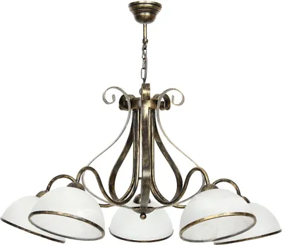 Obrázok produktu pre Retro závesná lampa so zlatou patinou 5 sklenených tienidiel Antica 5xE27 15W Luminex