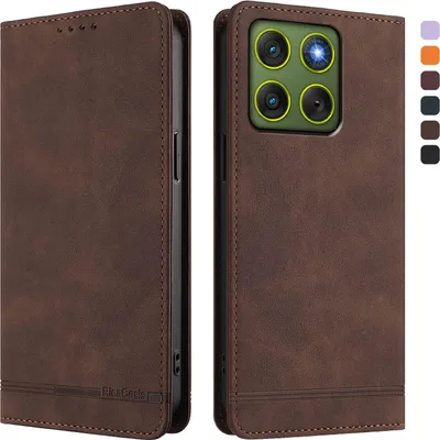 Produktbild von Hülle für Motorola Edge 70, Retro Kunstleder Ständer Klapphülle mit Kartenfächer und Magnetische Braun