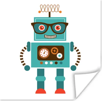Produktbild von MuchoWow® Poster Roboter - Brille - Zahnräder - Gesicht - Jungen - Kinder 100x100 cm - Babyzimmer