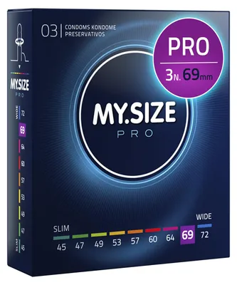 Immagine prodotto di MY.SIZE PRO Preservativi Elite taglia 7, 69 mm, XXL, 3 preservativi, vestibilità perfetta e dimensioni adatte a tutti