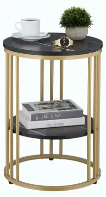 Productafbeelding van Moderne bijzettafel met opbergruimte en een marmerlook