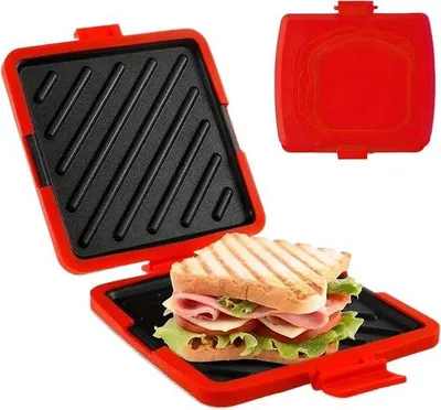 Image de Presse à sandwich en silicone - Pour préparer rapidement le petit-déjeuner - 16 x 16,5 x 3 cm - Silicone de qualité alimentaire