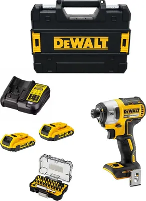 Produktbild von Schlagschrauber DeWALT DCF887D2T (2 x 2,0 Ah + DCB107 + TSTAK II) + Set mit 32 Schrauber bits Impact Torsion