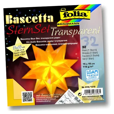 Immagine prodotto di Folia Bascetta Star Christmas Star 3D Origamaster Folding Leaves Craft Kit, Colore:Giallo; Dimensioni:150x150mm