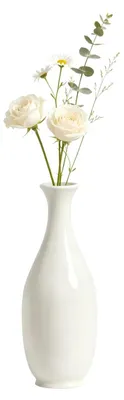 Produktbild von Keramik-Blumenvase - Handgefertigt im Vintage-Stil - Tischdekoration für Wohnzimmer und Büro - Weiß