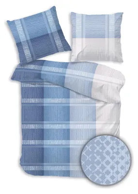 Produktbild von Dobnig Bettwäsche Flanell - Karo 155 x 220 cm blau Karo, blau, weiß