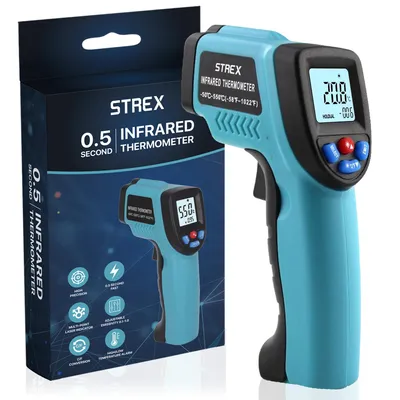 Produktbild von Strex Digitales Infrarot-Thermometer - Bereich -50 bis +550 °C - IR-Thermometer - Wärmezähler