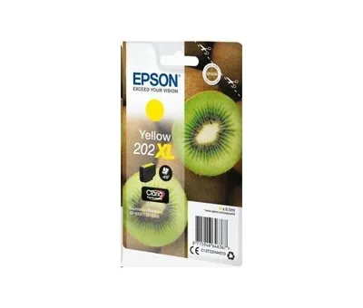 Obrázok produktu pre Epson Kiwi Singlepack Yellow 202XL Claria Premium Ink, Vysoký (XL) výnos, Žltá, Atrament na pigmentovej báze, 8,5 ml, 1 kusov, 650 strany