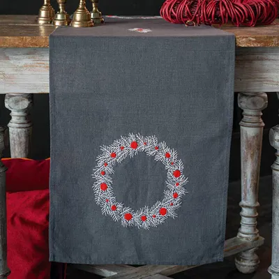 Produktbild von Vervaco Tischläufer Plattstich Set "Weihnachtsmotive", Stickbild vorgezeichnet, 38x138cm
