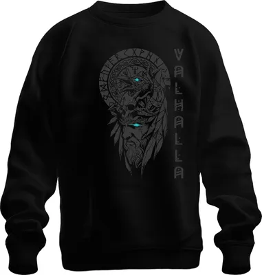 Obrázek produktu pro Valhalla Viking Helmet Skull Raven Runes Nordic Gothic Odin Uni mikina, černá, XXL