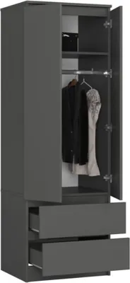 Immagine prodotto di BDW, armadio 2 ante 2 cassetti, 180x60x51 cm, grafite