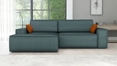 Produktbild von Ecksofa TOR mit Schlaffunktion. Farbe: Azur.
