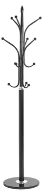 Image de Porte-manteaux HAKU, chromé, noir, avec base en marbre et structure en métal. Dimensions : hauteur 17 cm