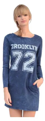 Produktbild von Damen Pullover Minikleid Dress Longshirt;S/M; Dunkelblau