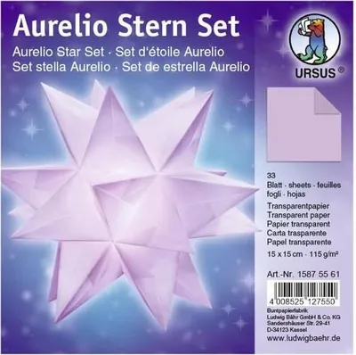 Produktbild von Faltblätter Aurelio Stern Transparentpapier 115g/qm 15x15cm 33 Blatt lila