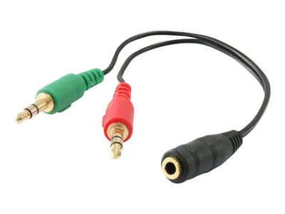 Produktbild von Equip Audiokabel Splitter 3.5mm->2x3.5mm Bu/St      grün/rot Polybeutel