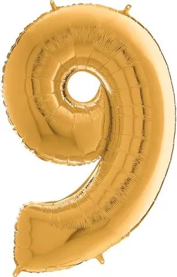 Obrázok produktu pre Nafukovací balónik číslo 9 zlatý 66cm - Grabo