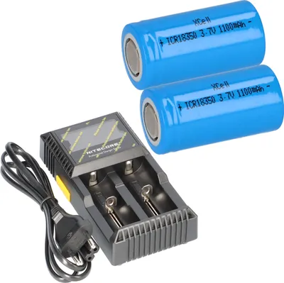 Immagine prodotto di SET Caricatore Nitecore D2 + 2x batteria XCell ICR18350 3,7V 1100mAh