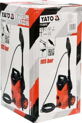 Image de YATO Nettoyeur haute pression 1500 Watt, 120 bar, 5 m de tuyau, nettoyeur de joints, nettoyeur de façades, nettoyeur de terrasses, anti-mousse, nettoyeur de pierres avec pistolet à mousse Lance de pulvérisation haute pression