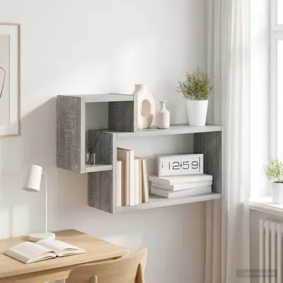 Obrázek produktu pro Maison Exclusive – Nástěnná police, šedá barva Sonoma, rozměry 55 x 15 x 35 cm