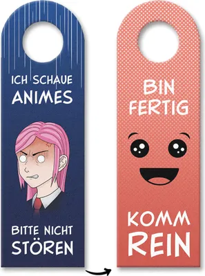 Produktbild von Ich schaue Animes oder Komm rein Türhänger 3er Set mit Animemädchen Motiv