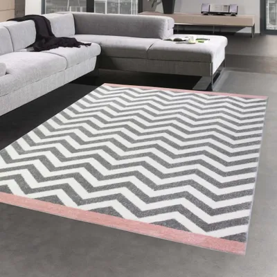 Obrázek produktu pro Koberec moderní skandinávský design v růžové krémově šedé barvě velikost - 160x230 cm