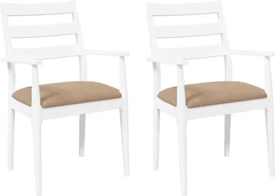 Image de Chaises de salle à manger avec coussins (2 pcs) bois massif blanc caoutchouc