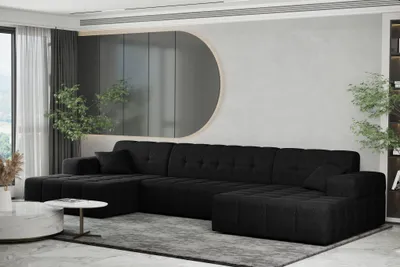 Produktbild von Wohnlandschaft Sofa U-Form NANCY in Stoff Neve Schwarz