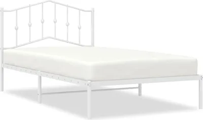 Produktbild von vidaXL Bettgestell mit Kopfteil Metall Weiß 100x200 cm