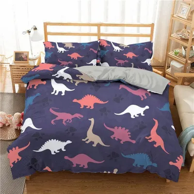 Immagine prodotto di Set di lenzuola per bambini, motivo dinosauro, 135x200 cm + 80x80 cm, in microfibra