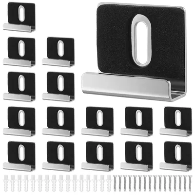 Spiegelhalter 16 Stk. Edelstahl 304, J-Form, 3x2,6 cm, schwarz