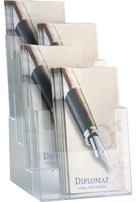 Image de helit H2352202 Porte-brochures de table, DIN A5 vertical, 4 compartiments, transparent