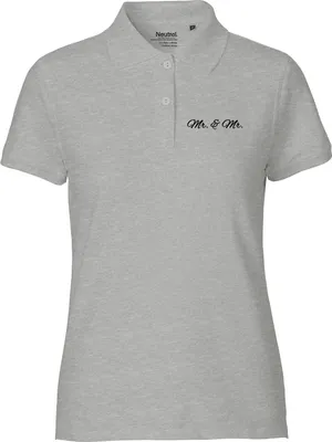 Produktbild von Huuraa Damen Polo Shirt Mr. & Mr. Schriftzug XL Sport Grey Bio Baumwolle Fairtrade Poloshirt Geschenkidee