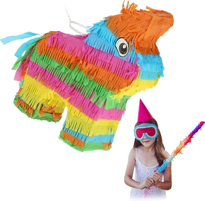 Piñata Esel Lama Regenbogen 27,5x25x7 cm zum Aufhängen
